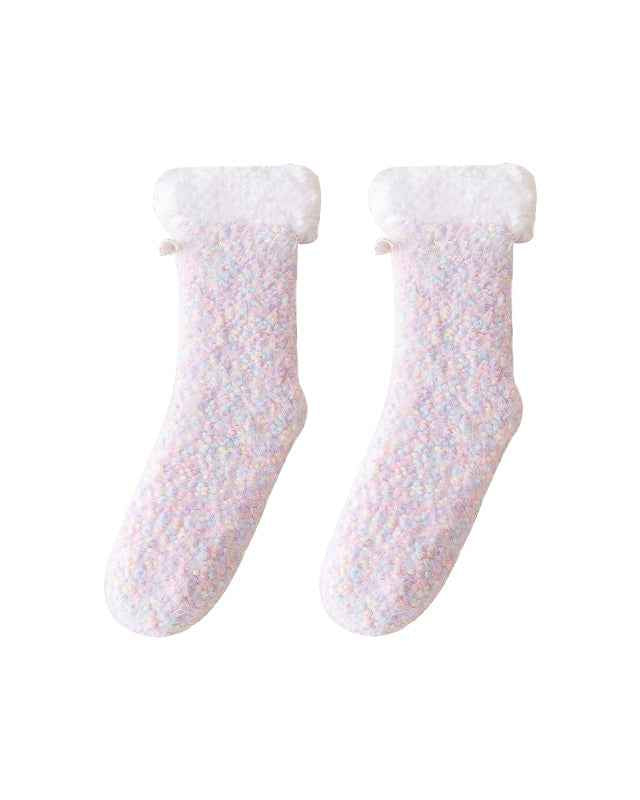 Sweetnana Women’s Cozy Crew Slipper Socks, Cute Colorful Non-Slip Fuzzy Socks, Super Soft Thickened Lounge Wear Socks, Perfect for Winter Comfort and Warmth