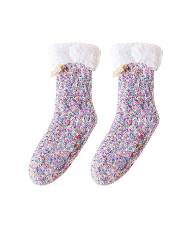 Sweetnana Women’s Cozy Crew Slipper Socks, Cute Colorful Non-Slip Fuzzy Socks, Super Soft Thickened Lounge Wear Socks, Perfect for Winter Comfort and Warmth