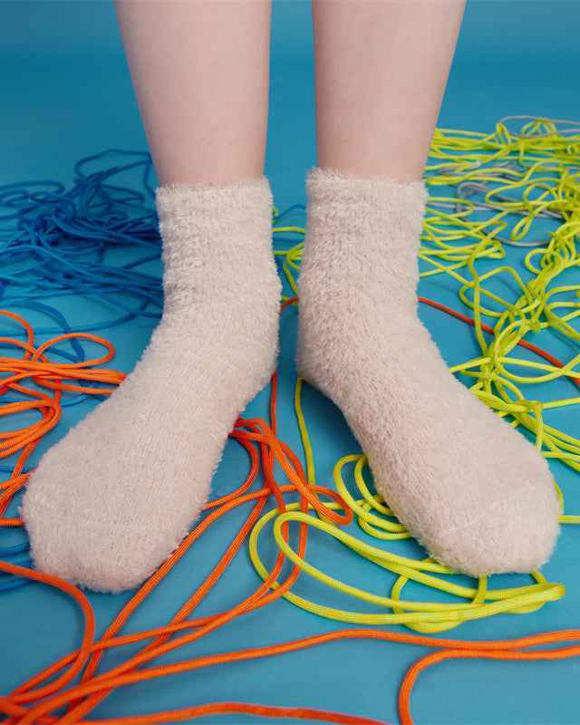 Sweetnana Cozy Crew Socks for Women: 3-Pack Cute Embroidered Fuzzy Socks, Thickened Non-slip and Warm, Lounge Wear & Winter Stockings