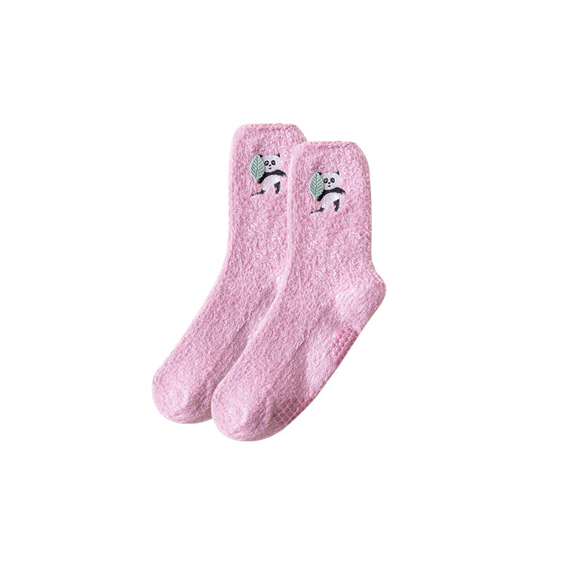 Sweetnana コージークルーソックス for Women - カラフルでかわいい刺繍入りふわふわソックス - 超ソフトで厚手の滑り止め付きラウンジウェア & 冬用ストッキング