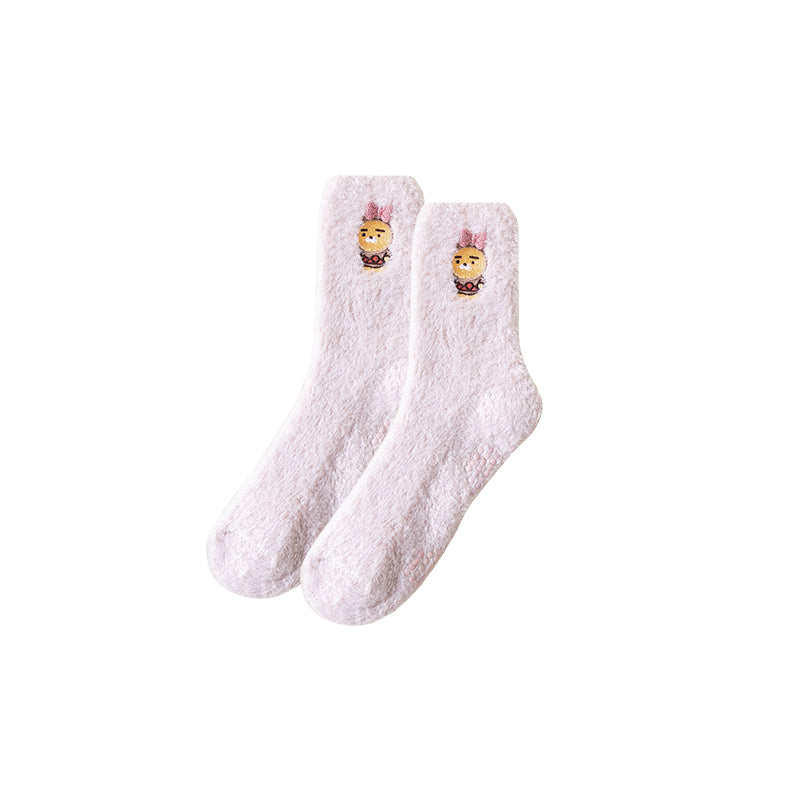 Sweetnana コージークルーソックス for Women - カラフルでかわいい刺繍入りふわふわソックス - 超ソフトで厚手の滑り止め付きラウンジウェア & 冬用ストッキング