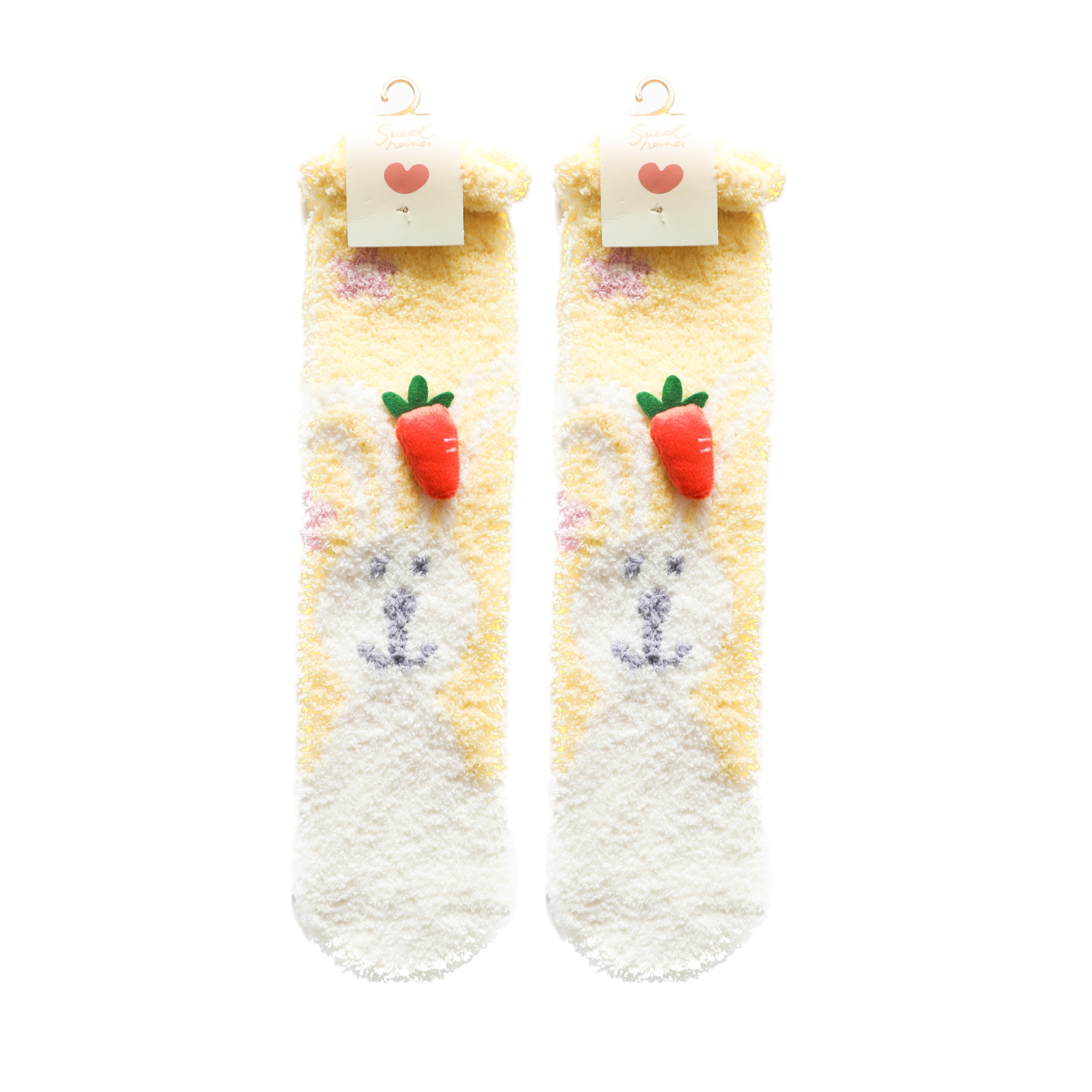 Sweetnana Cozy Tube Crew Socks for Women & Kids, かわいいカートゥーンジャカードふわふわソックス、厚手の滑り止めデザイン、冬のストッキングに最適