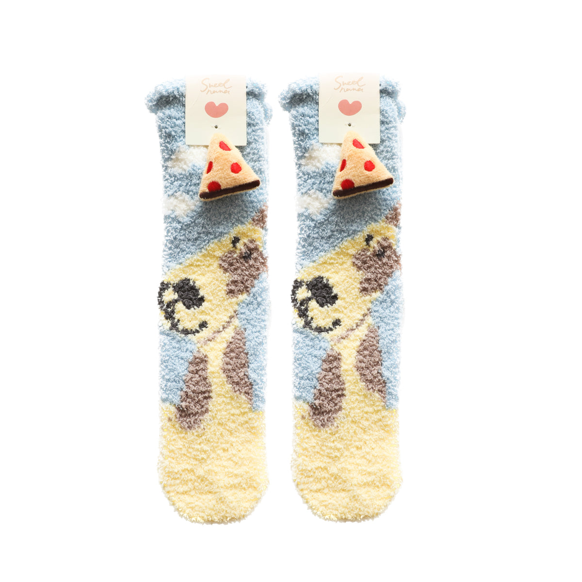 Sweetnana Cozy Tube Crew Socks for Women & Kids, かわいいカートゥーンジャカードふわふわソックス、厚手の滑り止めデザイン、冬のストッキングに最適