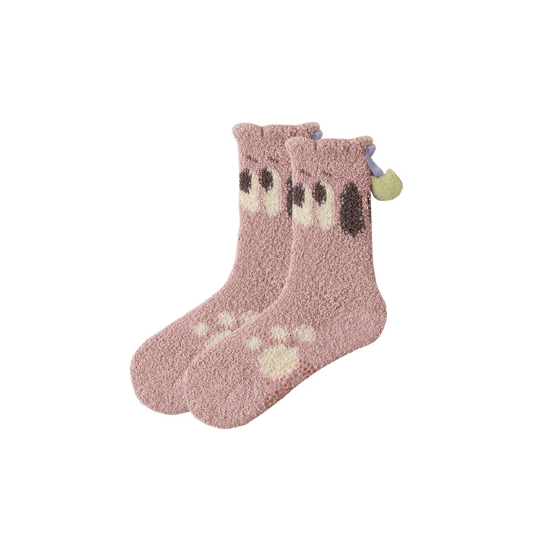 Sweetnana レディース コージー ファジー ソックス、面白い猫と犬のクルーソックス、カラフルでかわいい滑り止めスリッパソックス、冬や室内での着用に最適