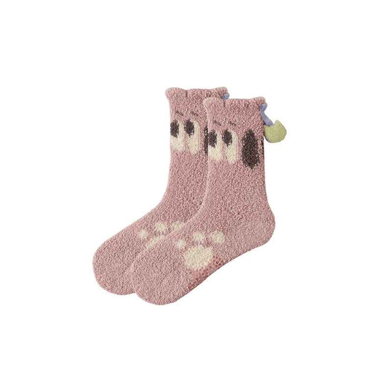 Sweetnana Women's Cozy Fuzzy Socks, Funny Cats and Dogs Crew Socks, Colorful and Cute Non-Slip Slipper Socks, Ideal for Winter and Indoor Wear