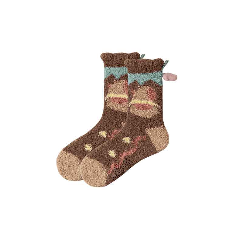 Sweetnana Women's Cozy Fuzzy Socks, Funny Cats and Dogs Crew Socks, Colorful and Cute Non-Slip Slipper Socks, Ideal for Winter and Indoor Wear