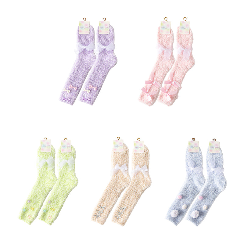 Sweetnana Dream Artist Series - 居心地の良い女性用クルーソックス、超ソフトでかわいいカラフルなふわふわソックス、厚手の冬用ストッキング、ラウンジウェアに最適