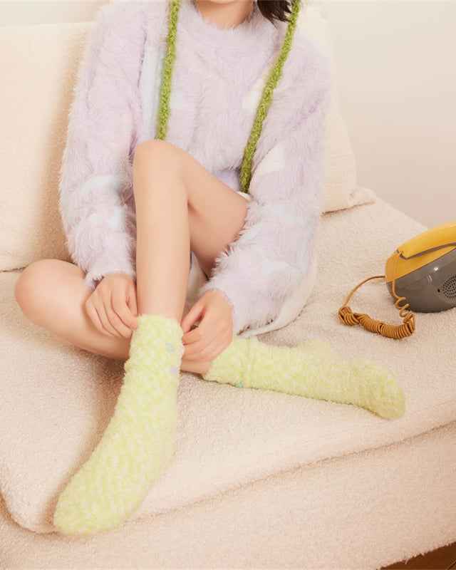 Sweetnana Women’s Crew Socks 2-Pack - Dream Artist Series Cozy Fuzzy Socks, Super Soft Thickened Socks, Cute and Colorful Winter Stockings, Perfect Lounge Wear Socks