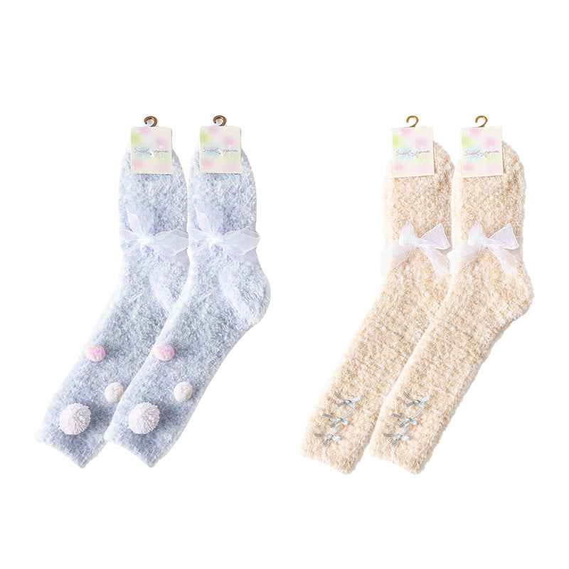 Sweetnana Women’s Crew Socks 2-Pack - Dream Artist Series Cozy Fuzzy Socks, Super Soft Thickened Socks, Cute and Colorful Winter Stockings, Perfect Lounge Wear Socks