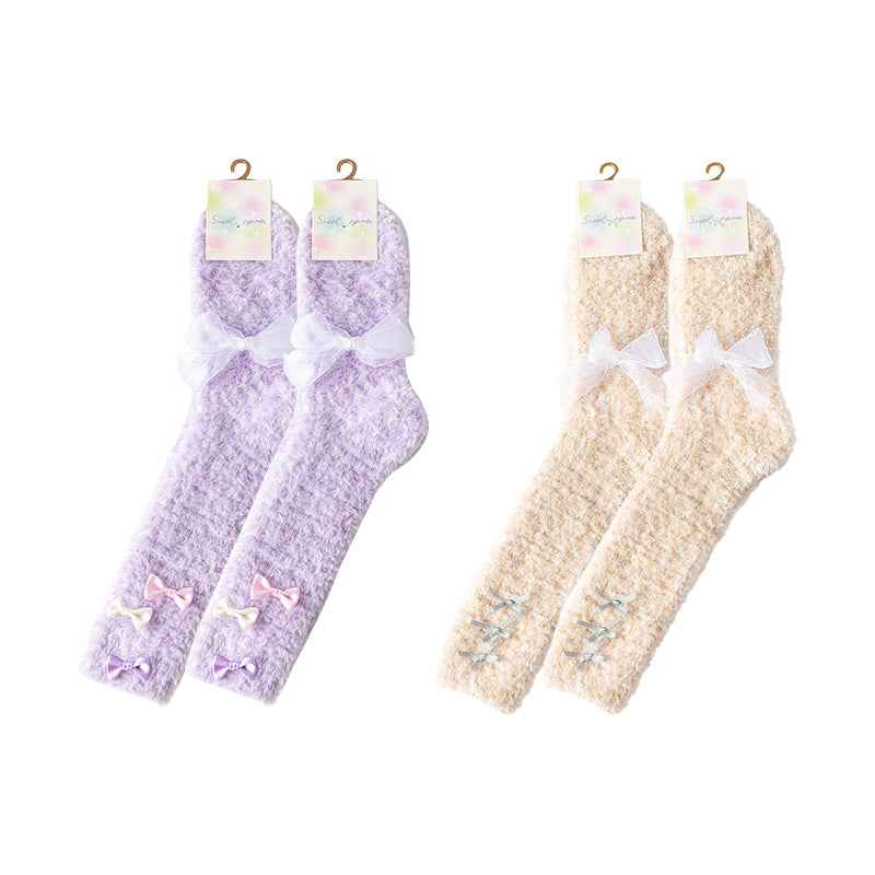 Sweetnana Women’s Crew Socks 2-Pack - Dream Artist Series Cozy Fuzzy Socks, Super Soft Thickened Socks, Cute and Colorful Winter Stockings, Perfect Lounge Wear Socks