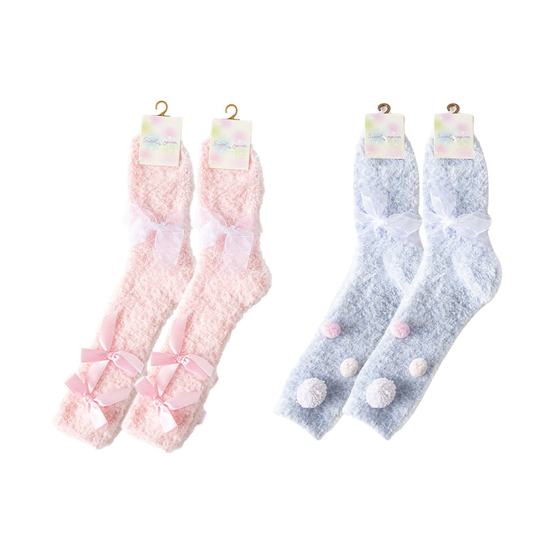 Sweetnana レディースクルーソックス2パック - Dream Artistシリーズの快適でふわふわなソックス、超ソフトで厚手のソックス、かわいくてカラフルな冬用ストッキング、完璧なラウンジウェアソックス