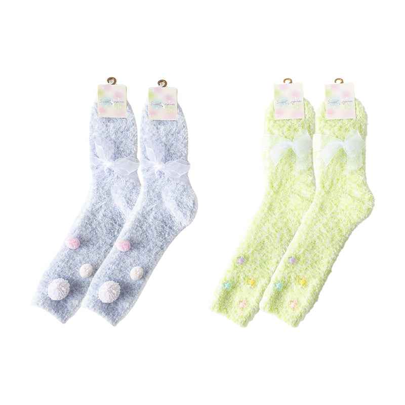 Sweetnana Women’s Crew Socks 2-Pack - Dream Artist Series Cozy Fuzzy Socks, Super Soft Thickened Socks, Cute and Colorful Winter Stockings, Perfect Lounge Wear Socks