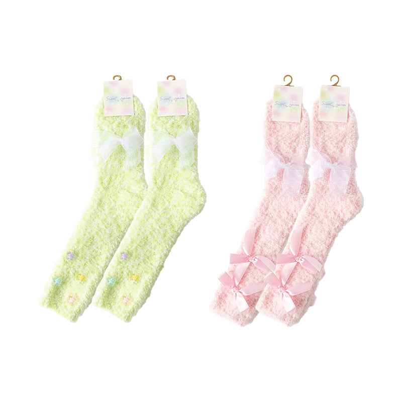 Sweetnana Women’s Crew Socks 2-Pack - Dream Artist Series Cozy Fuzzy Socks, Super Soft Thickened Socks, Cute and Colorful Winter Stockings, Perfect Lounge Wear Socks