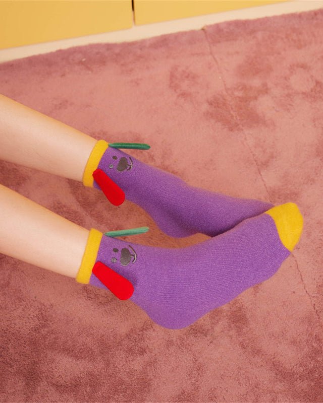 Sweetnana Cozy Crew Socks for Women & Kids - 搞笑大耳系列可愛毛絨管襪 - 加厚休閒冬季長襪