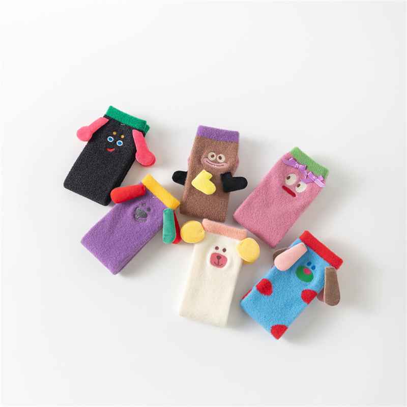 Sweetnana 3-Pack Cozy Crew Socks for Women & Kids - Funny Big Ears Series Cute Fuzzy Winter Stockings - Thickened Tube Socks for Lounge Wear