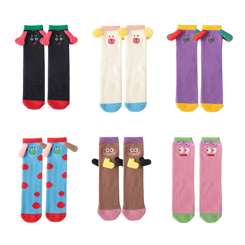 Sweetnana Cozy Crew Socks for Women & Kids - 搞笑大耳系列可愛毛絨管襪 - 加厚休閒冬季長襪