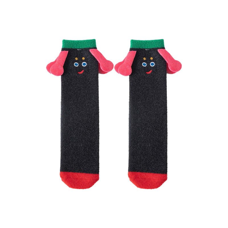 Sweetnana Cozy Crew Socks for Women & Kids - 搞笑大耳系列可愛毛絨管襪 - 加厚休閒冬季長襪