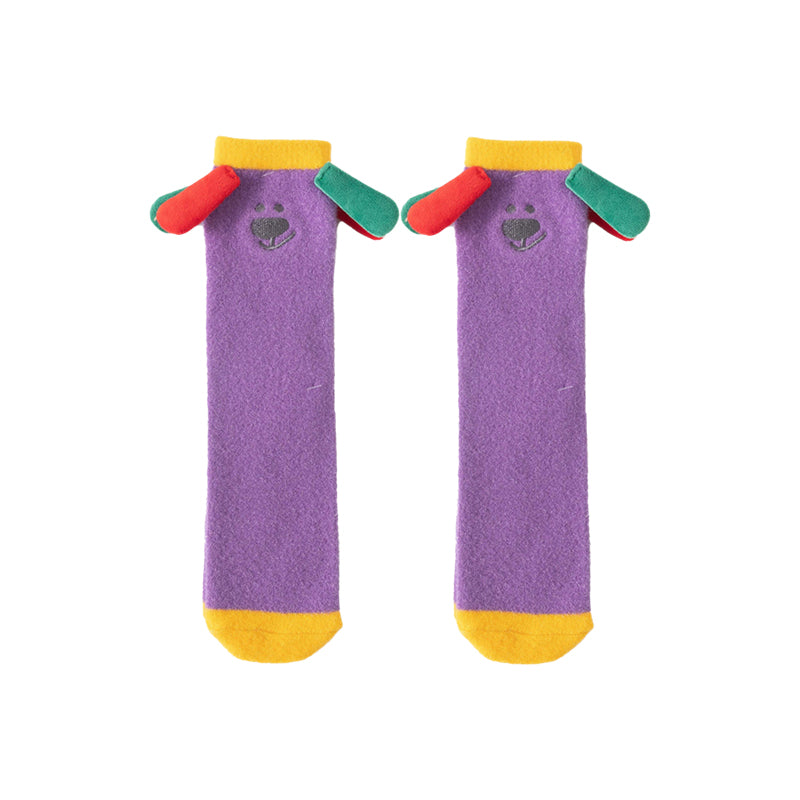 Sweetnana Cozy Crew Socks for Women & Kids - 搞笑大耳系列可愛毛絨管襪 - 加厚休閒冬季長襪