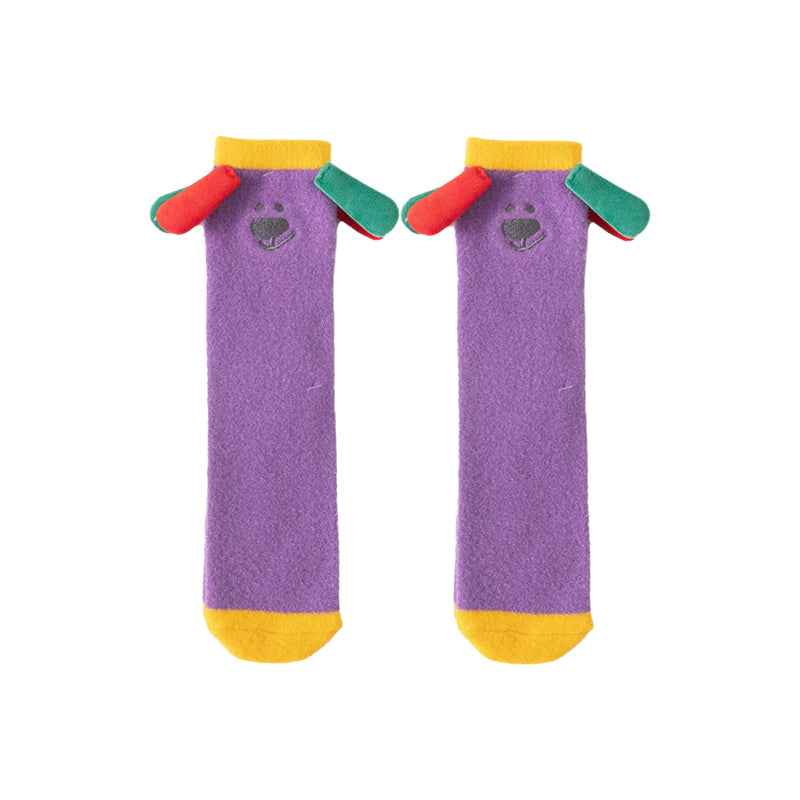 Sweetnana Cozy Crew Socks for Women & Kids - Funny Big Ears Series Cute Fuzzy Tube Socks - Thickened Lounge Wear Winter Stockings