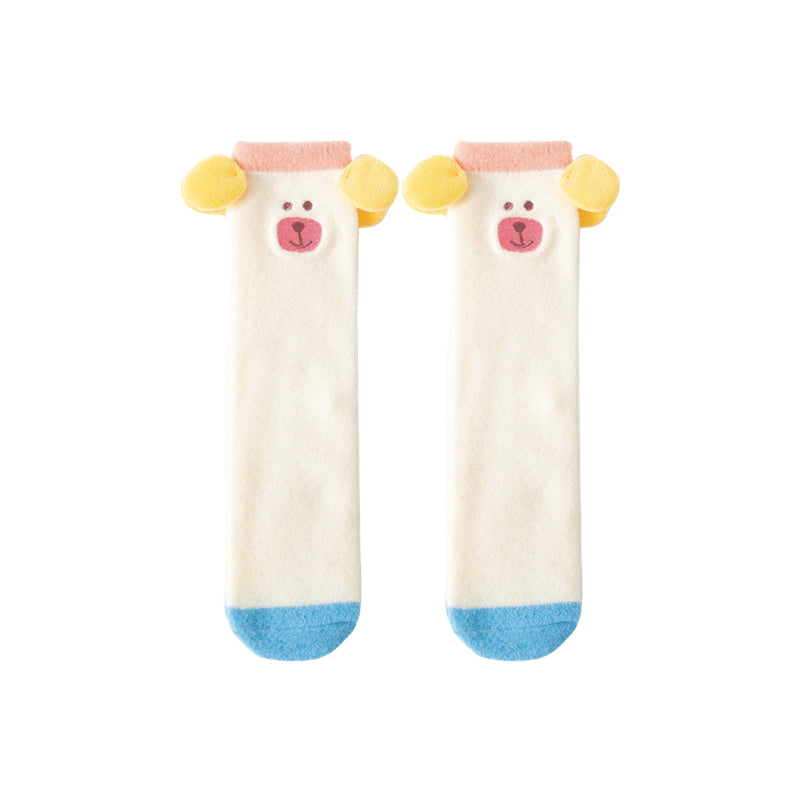 Sweetnana Cozy Crew Socks for Women & Kids - 搞笑大耳系列可愛毛絨管襪 - 加厚休閒冬季長襪