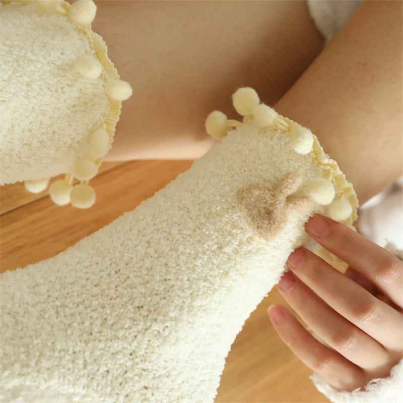 Sweetnana 3-Pack Little Fairy Lace Series Cozy Crew Socks for Women, Thickened and Cute for Winter Warmth