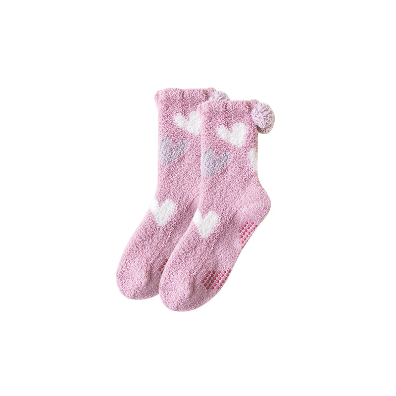 Sweetnana コージークルーソックス for Women, "Love Jacquard" デザイン 超ソフト 滑り止め付き ふわふわ ラウンジソックス for 一日中の快適さとスタイル