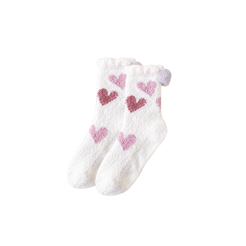 Sweetnana コージークルーソックス for Women, "Love Jacquard" デザイン 超ソフト 滑り止め付き ふわふわ ラウンジソックス for 一日中の快適さとスタイル
