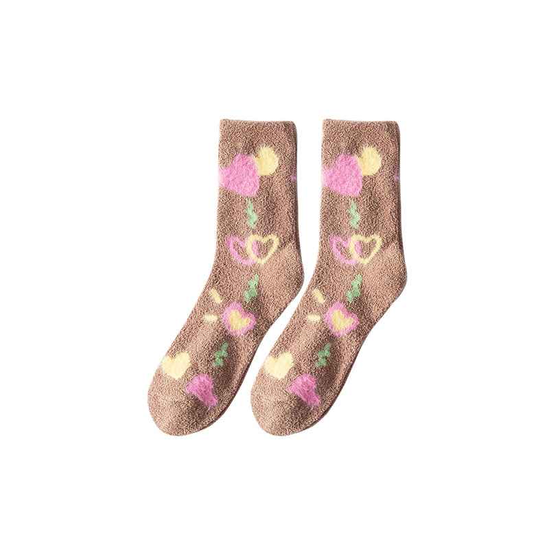 Sweetnana Cozy Crew Socks for Women – Fuzzy, Super Cute Painted Series, Warm Socks Perfect for Winter Stockings and Sleep