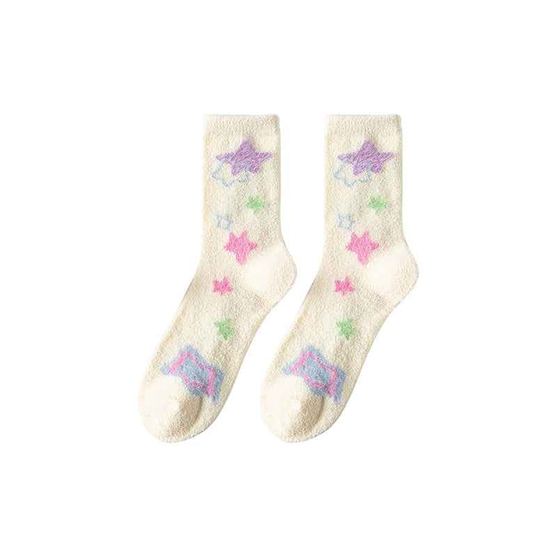 Sweetnana Cozy Crew Socks for Women – Fuzzy, Super Cute Painted Series, Warm Socks Perfect for Winter Stockings and Sleep