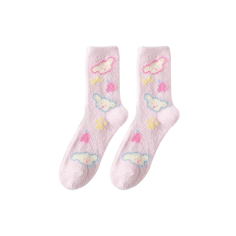 Sweetnana コージークルーソックス for Women – ふわふわで超かわいいペイントシリーズ、冬のストッキングや睡眠に最適な暖かいソックス