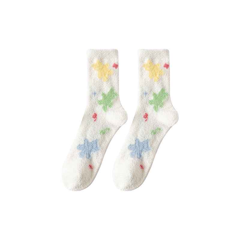 Sweetnana Cozy Crew Socks for Women – Fuzzy, Super Cute Painted Series, Warm Socks Perfect for Winter Stockings and Sleep