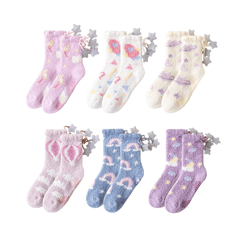 Sweetnana コージークルーソックス for Women – ふわふわで超ソフトなソックス、ユニバーススペースシリーズ、厚手で滑り止め付きの冬用ストッキング