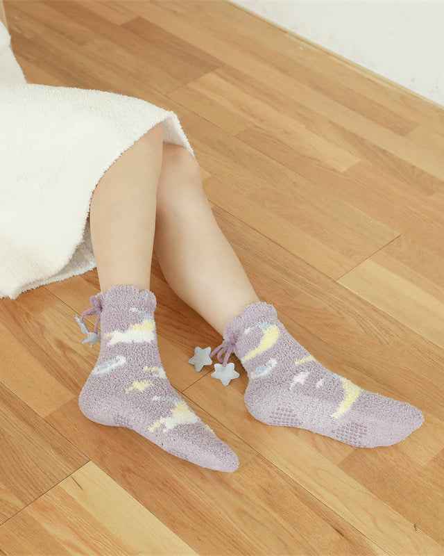 Sweetnana 3-Pack Cozy Crew Socks for Women – Super Soft Fuzzy Socks, Thickened and Non-Slip, Cute Universe Space Series for Winter Stockings and Lounge Wear