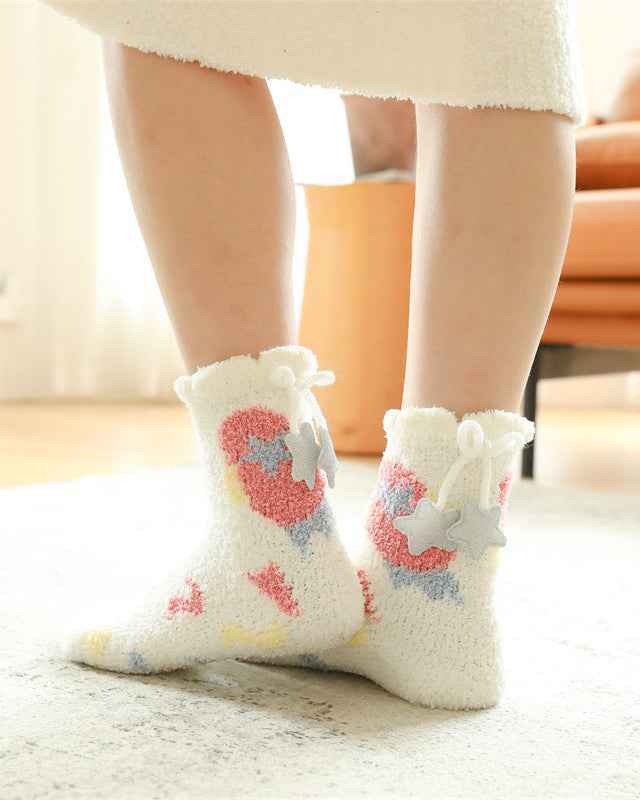 Sweetnana 3-Pack Cozy Crew Socks for Women – Super Soft Fuzzy Socks, Thickened and Non-Slip, Cute Universe Space Series for Winter Stockings and Lounge Wear