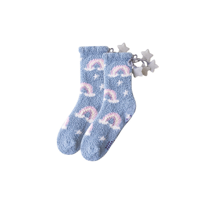 Sweetnana コージークルーソックス for Women – ふわふわで超ソフトなソックス、ユニバーススペースシリーズ、厚手で滑り止め付きの冬用ストッキング