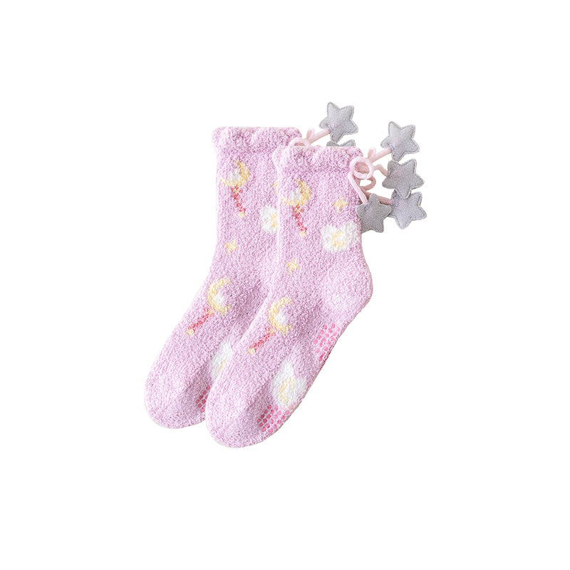 Sweetnana コージークルーソックス for Women – ふわふわで超ソフトなソックス、ユニバーススペースシリーズ、厚手で滑り止め付きの冬用ストッキング