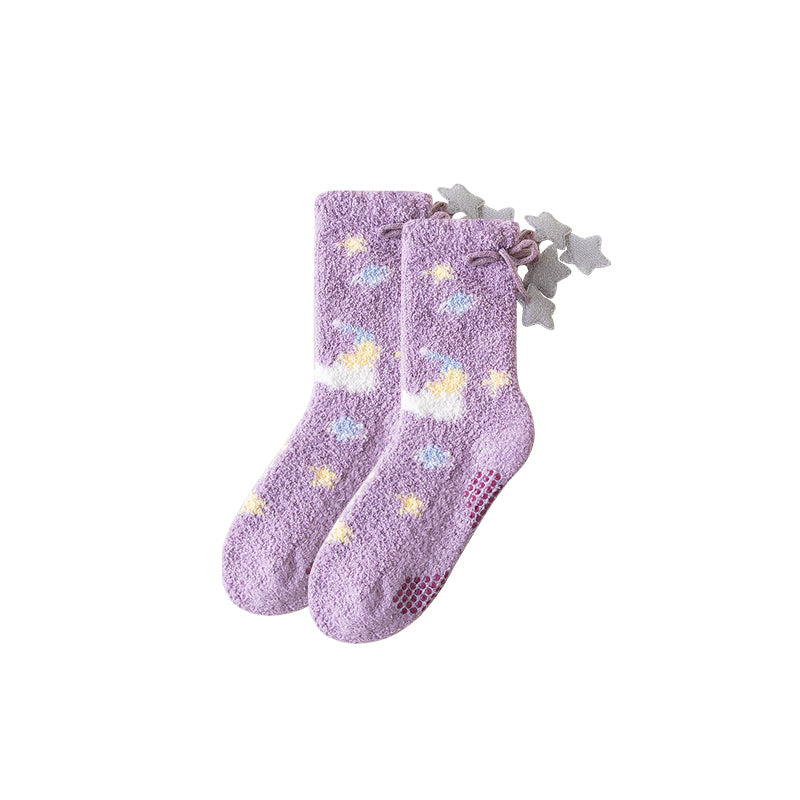 Sweetnana コージークルーソックス for Women – ふわふわで超ソフトなソックス、ユニバーススペースシリーズ、厚手で滑り止め付きの冬用ストッキング