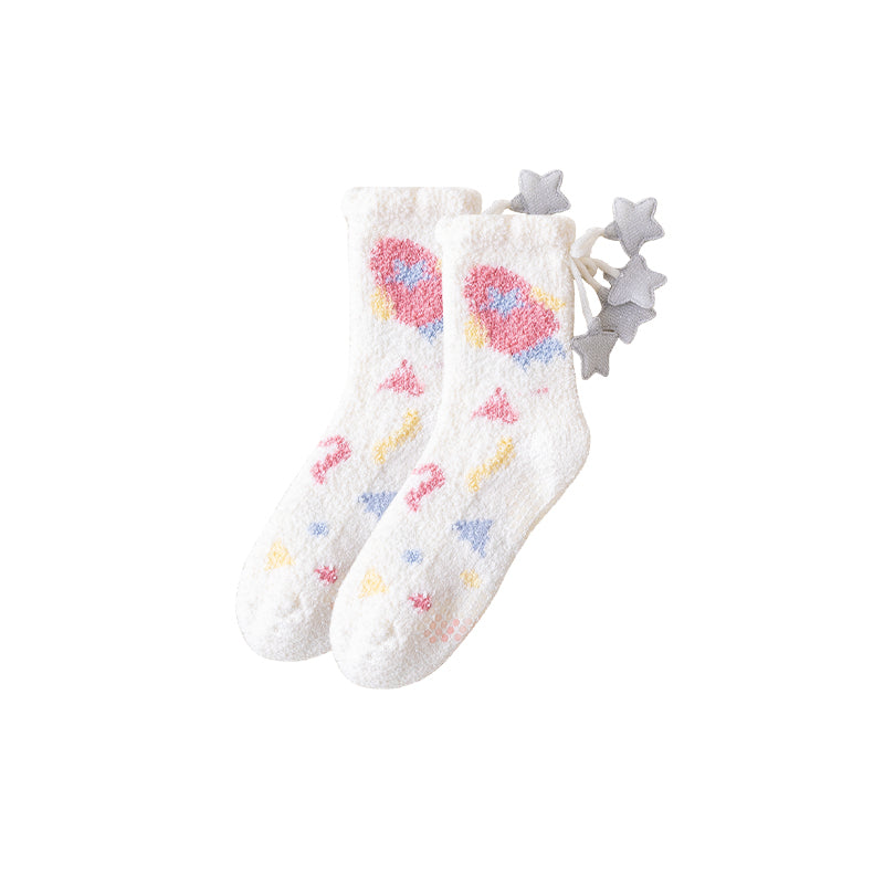 Sweetnana コージークルーソックス for Women – ふわふわで超ソフトなソックス、ユニバーススペースシリーズ、厚手で滑り止め付きの冬用ストッキング