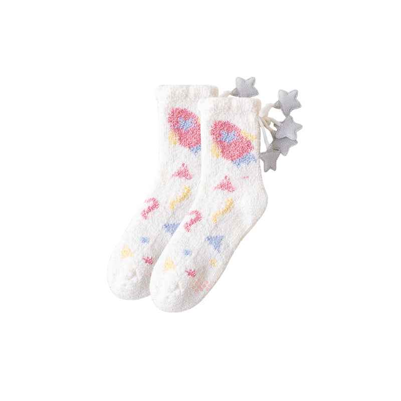 Sweetnana Cozy Crew Socks for Women – Fuzzy Super Soft Socks, Universe Space Series, Thickened and Non-Slip for Winter Stockings