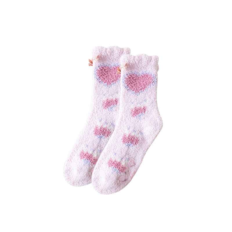 Cozy Crew Socks for Women by Sweetnana - Playful Flowers Series Super Soft Non-Slip Fuzzy Winter Stockings - Thickened Lounge Wear Socks