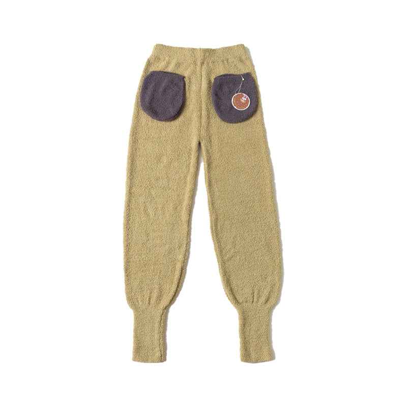 Sweetnana 2024 F/W solid color Japanese style home pants, Coral fleece fabric, thickened and warm, ankle banded pants, Comfortable fit and novel design, can be worn outside.