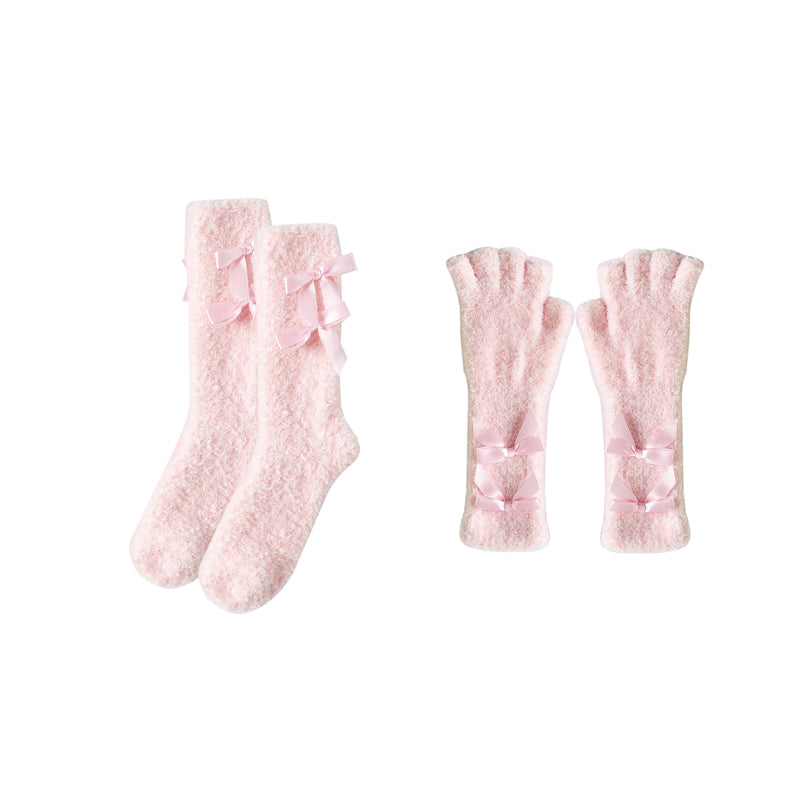 Sweetnana Cozy Crew Socks and Glove Set for Women 厚實保暖毛絨襪 色彩繽紛且舒適 完美適合冬季穿著和時尚服裝