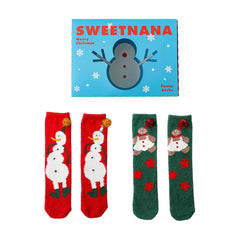 Sweetnana 2팩 크리스마스 튜브 크루 양말 여성용, 크레이지 크리스마스 선물 상자, 따뜻한 두꺼운 겨울 양말, 부드럽고 포근한 양말.