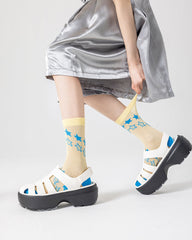 3-Pack Shining Star Series Women's Mesh Socks Cute Casual Crew Socks