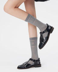 3-Pack Women Cotton Mesh Crew Socks Letter Seamless Soft