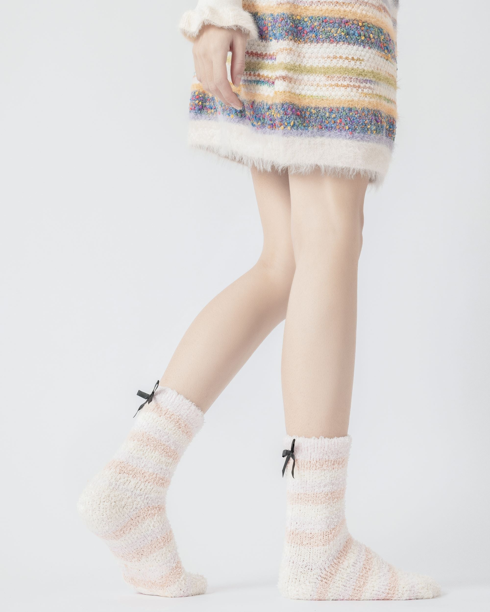 3組合女款中筒襪｜絨毛彩色、加厚保暖、柔軟防滑