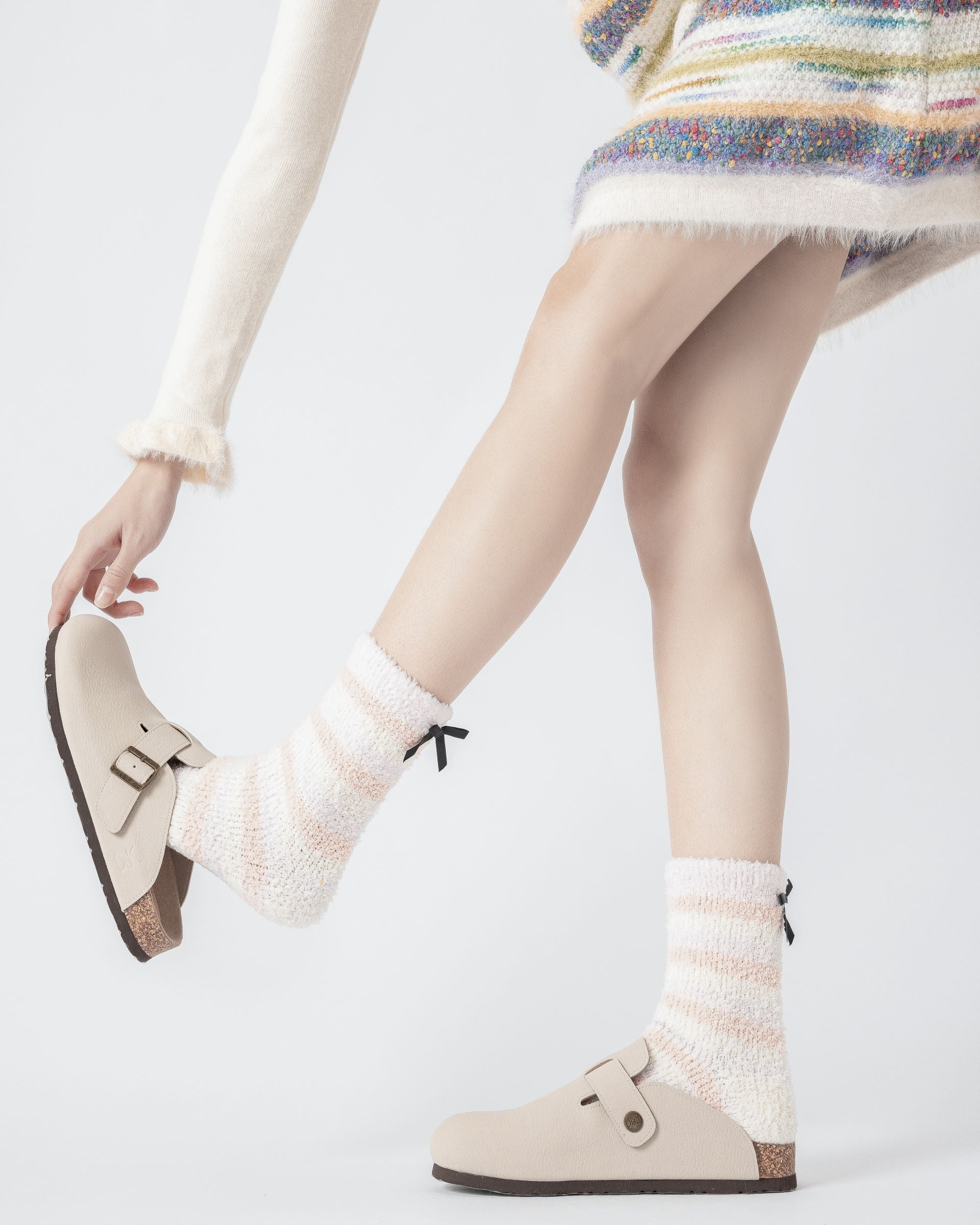 3組合女款中筒襪｜絨毛彩色、加厚保暖、柔軟防滑