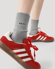 Women's Cotton Crew Socks Essential Letter Solid Color Casual