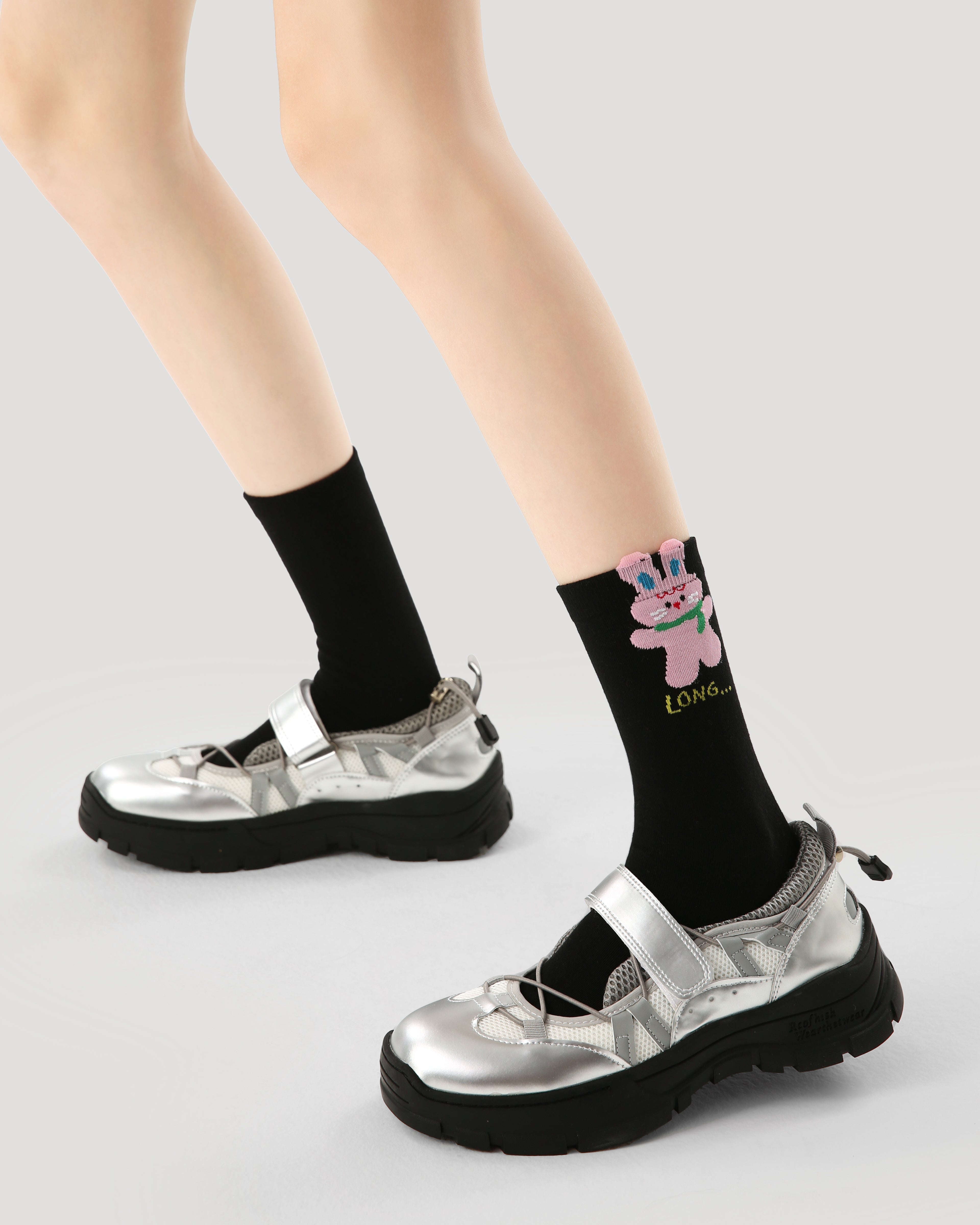 3-Pack Women's Crew Socks Cotton Cute  Cartoon Rock Party Series Casual  Socks