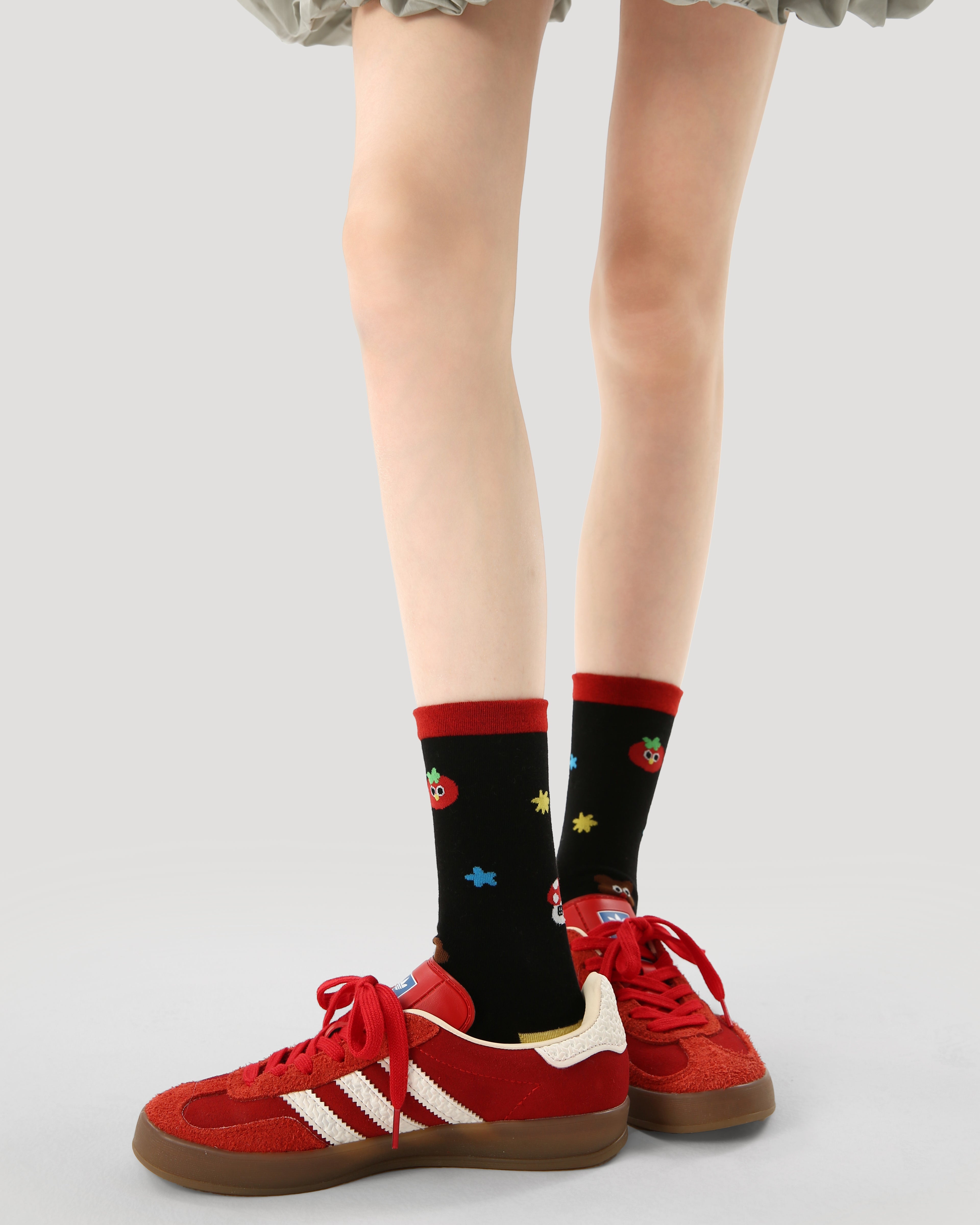 3-Pack Women Crew Socks Persimmon Sweet Cat Series Cotton Cute Fun Secondary image